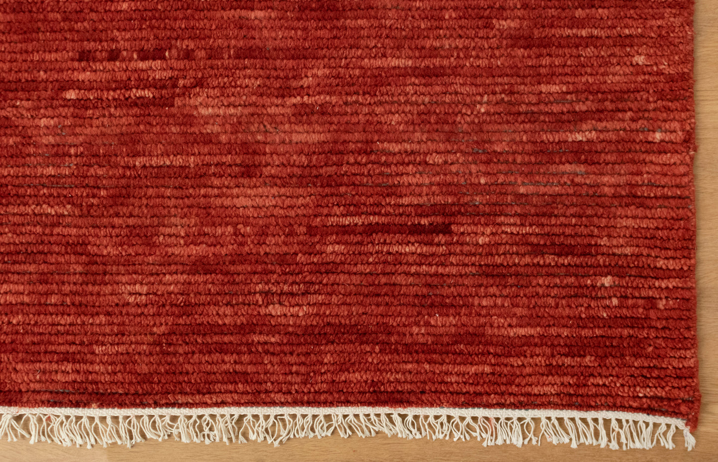 Solid Red Hand Knotted wool Rug
